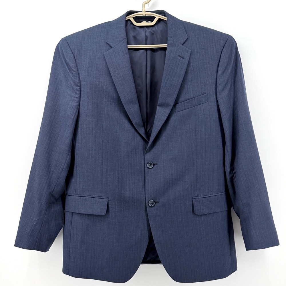 Jos. A. Bank Signature Suit Jacket Mens 43R Blue 100% Wool Herringbone Blazer